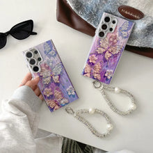Purple Butterfly Wristband Fashion Phone case for S24Plus/S25/S23ultra/S22 / 17 Pro Max/ 16/15 /14/13 Lens Film HNSJK0018