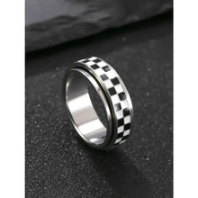 Checkered Fidget Ring for Adults, 18K Gold-Plated Stainless Steel, Stress Relief Accessory with Fashionable Geometric Design, Ideal Gift HNJZ0029