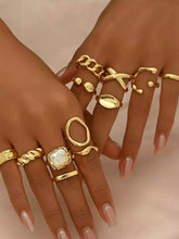 Mother's Day Gift Elegant Floral Imitation Pearl Ring Set, Zinc Alloy Wide Band Women's Rings, Statement Multi Ring, All-Season Jewelry Gift for Parties & Birthdays HNJZ0007