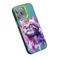 【BUY 4 ONLY PAY FOR 2】So Cool Case for iPhone with Unique Design, Watercolor Animal Hard Back + Soft Frame with Independent Button Protective Case for iPhone - Purple Cat