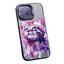 【BUY 4 ONLY PAY FOR 2】So Cool Case for iPhone with Unique Design, Watercolor Animal Hard Back + Soft Frame with Independent Button Protective Case for iPhone - Purple Cat