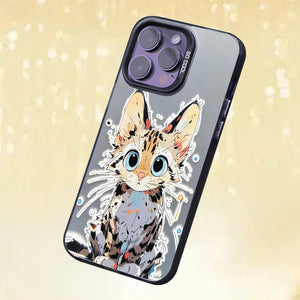 【BUY 4 ONLY PAY FOR 2】So Cool Case for iPhone with Unique Design, Watercolor Animal Hard Back + Soft Frame with Independent Button Protective Case for iPhone - painting cat1