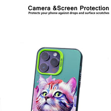 【BUY 4 ONLY PAY FOR 2】So Cool Case for iPhone with Unique Design, Watercolor Animal Hard Back + Soft Frame with Independent Button Protective Case for iPhone - Purple Cat