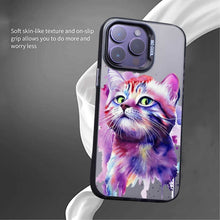 【BUY 4 ONLY PAY FOR 2】So Cool Case for iPhone with Unique Design, Watercolor Animal Hard Back + Soft Frame with Independent Button Protective Case for iPhone - Purple Cat