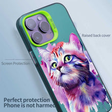 【BUY 4 ONLY PAY FOR 2】So Cool Case for iPhone with Unique Design, Watercolor Animal Hard Back + Soft Frame with Independent Button Protective Case for iPhone - Purple Cat
