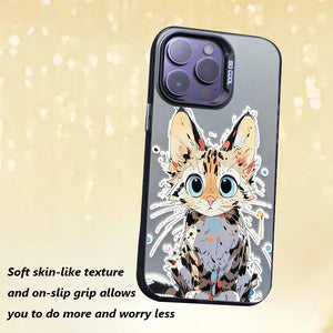 【BUY 4 ONLY PAY FOR 2】So Cool Case for iPhone with Unique Design, Watercolor Animal Hard Back + Soft Frame with Independent Button Protective Case for iPhone - painting cat1