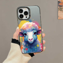 【BUY 4 ONLY PAY FOR 2】So Cool Case for iPhone with Unique Design, Watercolor Animal Hard Back + Soft Frame with Independent Button Protective Case for iPhone - Sheep