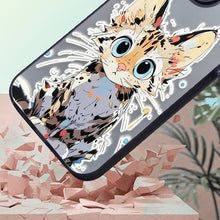 【BUY 4 ONLY PAY FOR 2】So Cool Case for iPhone with Unique Design, Watercolor Animal Hard Back + Soft Frame with Independent Button Protective Case for iPhone - painting cat1