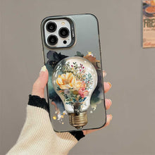 【BUY 4 ONLY PAY FOR 2】So Cool Case for iPhone with Unique Design, Watercolor Animal Hard Back + Soft Frame with Independent Button Protective Case for iPhone - Floral Lightbulb