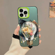 【BUY 4 ONLY PAY FOR 2】So Cool Case for iPhone with Unique Design, Watercolor Animal Hard Back + Soft Frame with Independent Button Protective Case for iPhone - Floral Lightbulb
