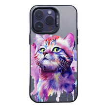 【BUY 4 ONLY PAY FOR 2】So Cool Case for iPhone with Unique Design, Watercolor Animal Hard Back + Soft Frame with Independent Button Protective Case for iPhone - Purple Cat