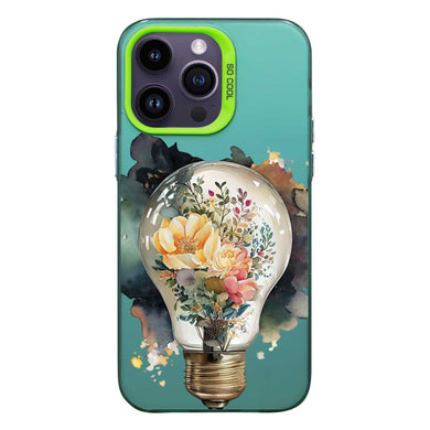 【BUY 4 ONLY PAY FOR 2】So Cool Case for iPhone with Unique Design, Watercolor Animal Hard Back + Soft Frame with Independent Button Protective Case for iPhone - Floral Lightbulb