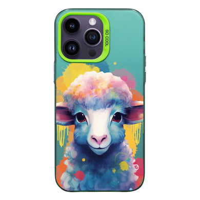 【BUY 4 ONLY PAY FOR 2】So Cool Case for iPhone with Unique Design, Watercolor Animal Hard Back + Soft Frame with Independent Button Protective Case for iPhone - Sheep
