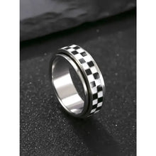 Checkered Fidget Ring for Adults, 18K Gold-Plated Stainless Steel, Stress Relief Accessory with Fashionable Geometric Design, Ideal Gift HNJZ0029