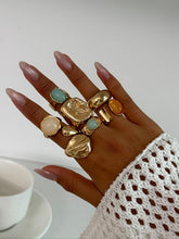 7 Pieces Women's Vintage Fashion Geometric Design Ring Set, Bold Metal Rings, Perfect for Daily Wear & Party, Jewelry Gifts HNJZ0032