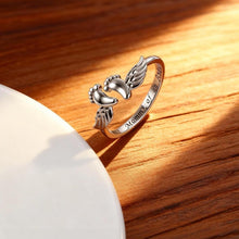 Adjustable Letter&Wing Design Cuff Ring, Unique Angel Wing & Foot Shape, "Mommy of an Angel" Engraving Open hug rings, Elegant All-match Accessories for Daily Wear, Perfect Gift for Mom, Girlfriend, Wife, or Friend HNJZ0009