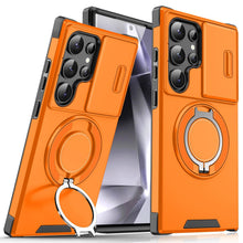Shockproof Magnetic Phone Case with Slide Camera Lens Protector, 360° Rotating Ring Holder Kickstand Protective Cover for Samsung Galaxy S26 S25 S24 S23 S22 S21 Ultra Plus, Heavy Duty Drop Proof Phone Case HNSJK0031