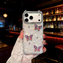 Compatible with iPhone 17 Pro Max/ 16/15/14/13 Cat ear shell pattern three-dimensional butterfly simple phone case HNSJK0016
