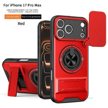 Heavy Duty Slide Camera Cover Phone Case, Built-in Magnetic Ring Stand Full Body Protection Case for iPhone & Samsung, Rugged Shockproof Back Cover HNSJK0035
