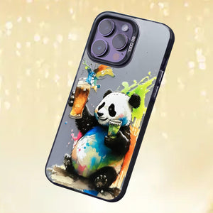 【BUY 4 ONLY PAY FOR 2】So Cool Case for iPhone with Unique Design, Watercolor Animal Hard Back + Soft Frame with Independent Button Protective Case for iPhone - painting panda