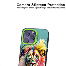 【BUY 4 ONLY PAY FOR 2】So Cool Case for iPhone with Unique Design, Watercolor Animal Hard Back + Soft Frame with Independent Button Protective Case for iPhone - Lion