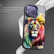 【BUY 4 ONLY PAY FOR 2】So Cool Case for iPhone with Unique Design, Watercolor Animal Hard Back + Soft Frame with Independent Button Protective Case for iPhone - Lion