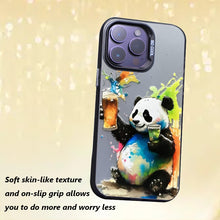 【BUY 4 ONLY PAY FOR 2】So Cool Case for iPhone with Unique Design, Watercolor Animal Hard Back + Soft Frame with Independent Button Protective Case for iPhone - painting panda