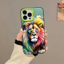 【BUY 4 ONLY PAY FOR 2】So Cool Case for iPhone with Unique Design, Watercolor Animal Hard Back + Soft Frame with Independent Button Protective Case for iPhone - Lion