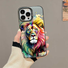 【BUY 4 ONLY PAY FOR 2】So Cool Case for iPhone with Unique Design, Watercolor Animal Hard Back + Soft Frame with Independent Button Protective Case for iPhone - Lion