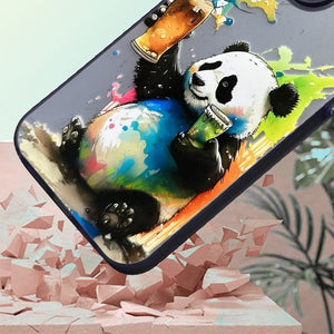 【BUY 4 ONLY PAY FOR 2】So Cool Case for iPhone with Unique Design, Watercolor Animal Hard Back + Soft Frame with Independent Button Protective Case for iPhone - painting panda