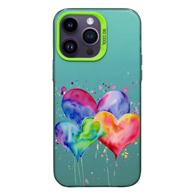 【BUY 4 ONLY PAY FOR 2】So Cool Case for iPhone with Unique Design, Watercolor Animal Hard Back + Soft Frame with Independent Button Protective Case for iPhone - Heart
