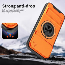 Heavy Duty Slide Camera Cover Phone Case, Built-in Magnetic Ring Stand Full Body Protection Case for iPhone & Samsung, Rugged Shockproof Back Cover HNSJK0035