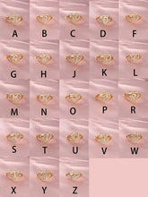 Heart & Letter Design Cuff Ring, Adjustable Open Ring, Adjustable Opening Stackable Ring Gift for Women & Girls, Alphabet Design Ring HNJZ0041