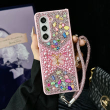 Butterfly Rhinestone Phone Case with Wrist Strap, Slim Shockproof Full Protection Cover, Portable Handheld Design for Women Girls, Style Phone Accessory HNSJK0037