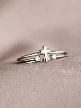 Fashion Rhinestone Decorated Cross Ring, Adjustable Rings, Fashion Jewelry for Party, Daily Decor, Trendy All-match & Exquisite Jewelry for Birthday Gift HNJZ0023
