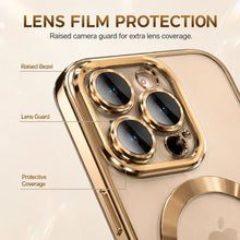 Luxury Metallic Edge Magnetic Phone Case, Raised Camera Protective Clear Case for iPhone,TPU Anti-Yellow Wireless Charging Back Cover HNSJK0036