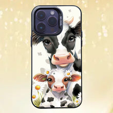 【BUY 4 ONLY PAY FOR 2】So Cool Case for iPhone with Unique Design, Hard Back + Soft Frame with Independent Button Protective Case for iPhone - cute cow and her mom