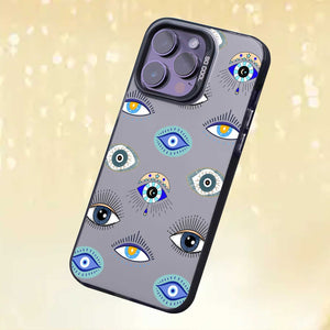 【BUY 4 ONLY PAY FOR 2】So Cool Case for iPhone with Unique Design, watercolor painting + Soft Frame with Independent Button Protective Case for iPhone -Evil Eyes