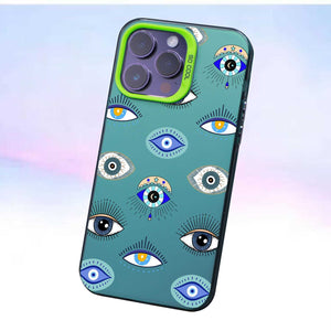 【BUY 4 ONLY PAY FOR 2】So Cool Case for iPhone with Unique Design, watercolor painting + Soft Frame with Independent Button Protective Case for iPhone -Evil Eyes