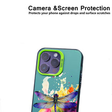 【BUY 4 ONLY PAY FOR 2】So Cool Case for iPhone with Unique Design, Watercolor Animal Hard Back + Soft Frame with Independent Button Protective Case for iPhone - Dragonfly