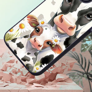 【BUY 4 ONLY PAY FOR 2】So Cool Case for iPhone with Unique Design, Hard Back + Soft Frame with Independent Button Protective Case for iPhone - cute cow and her mom