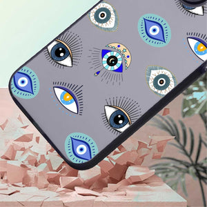 【BUY 4 ONLY PAY FOR 2】So Cool Case for iPhone with Unique Design, watercolor painting + Soft Frame with Independent Button Protective Case for iPhone -Evil Eyes