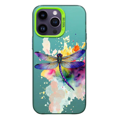 【BUY 4 ONLY PAY FOR 2】So Cool Case for iPhone with Unique Design, Watercolor Animal Hard Back + Soft Frame with Independent Button Protective Case for iPhone - Dragonfly