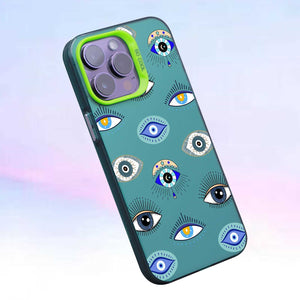 【BUY 4 ONLY PAY FOR 2】So Cool Case for iPhone with Unique Design, watercolor painting + Soft Frame with Independent Button Protective Case for iPhone -Evil Eyes