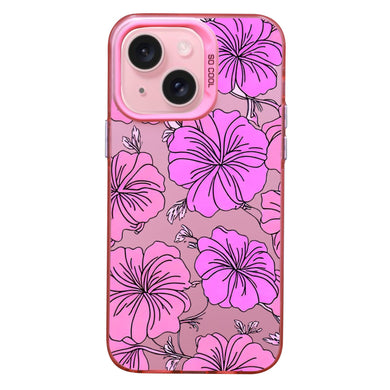 【BUY 4 ONLY PAY FOR 2】Pink Cute Case for iPhone with Unique Graphic Design, Hard Back + Soft Frame Protective Case - Coconut Girl Aesthetic Hibiscus Flower Pink Y2K Hawaiian