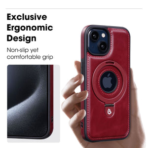 Luxury Leather Folding Stand Support Wireless Charging Case for iPhone