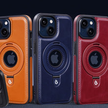 Luxury Leather Folding Stand Support Wireless Charging Case for iPhone