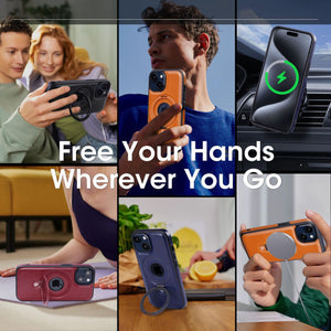 Luxury Leather Folding Stand Support Wireless Charging Case for iPhone