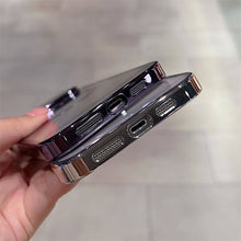 For iphone15 mobile phone case PC electroplated transparent iPhone 14 large window 13 comes with lens film