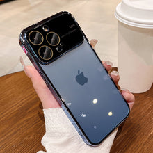 For iphone15 mobile phone case PC electroplated transparent iPhone 14 large window 13 comes with lens film